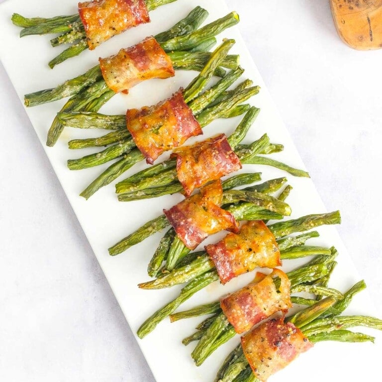 Green Bean Bundles with Bacon + Brown Sugar Glaze