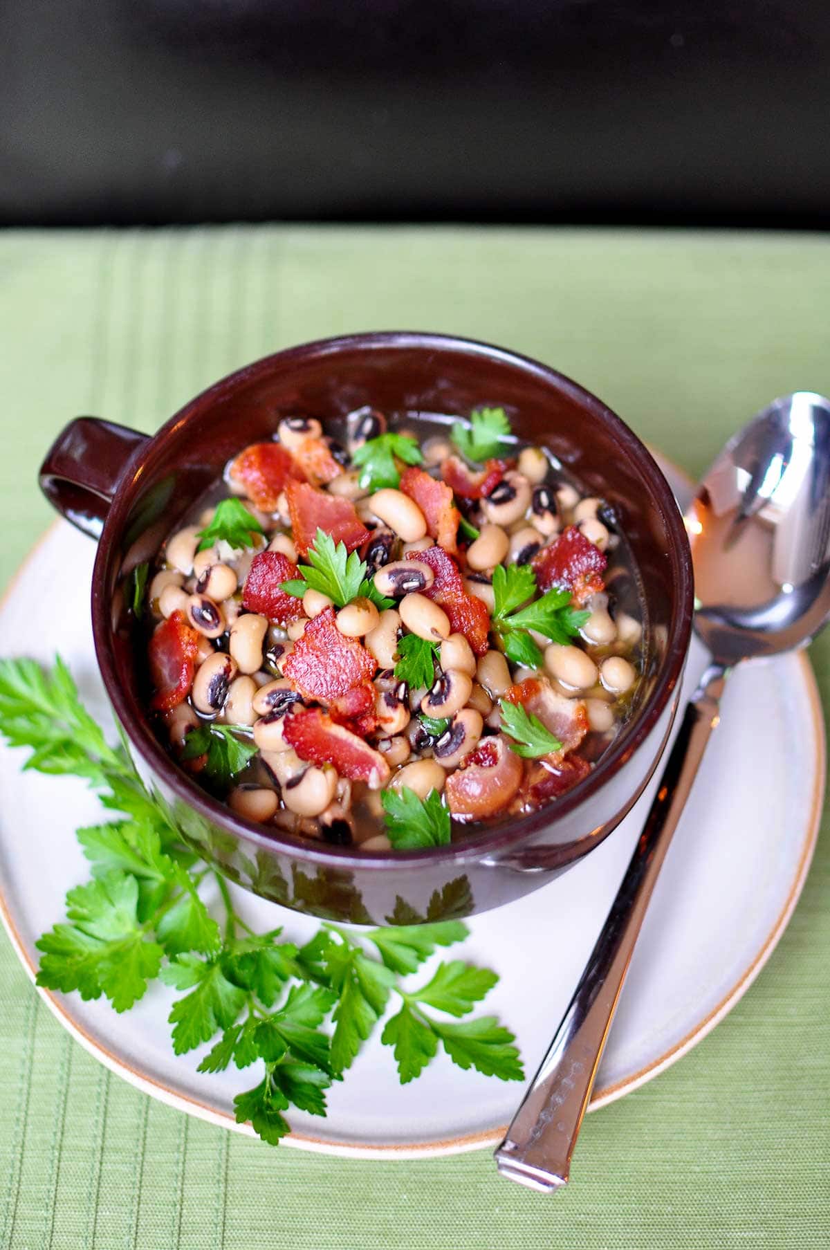 Black Eyed Peas New Years soup in bowl.