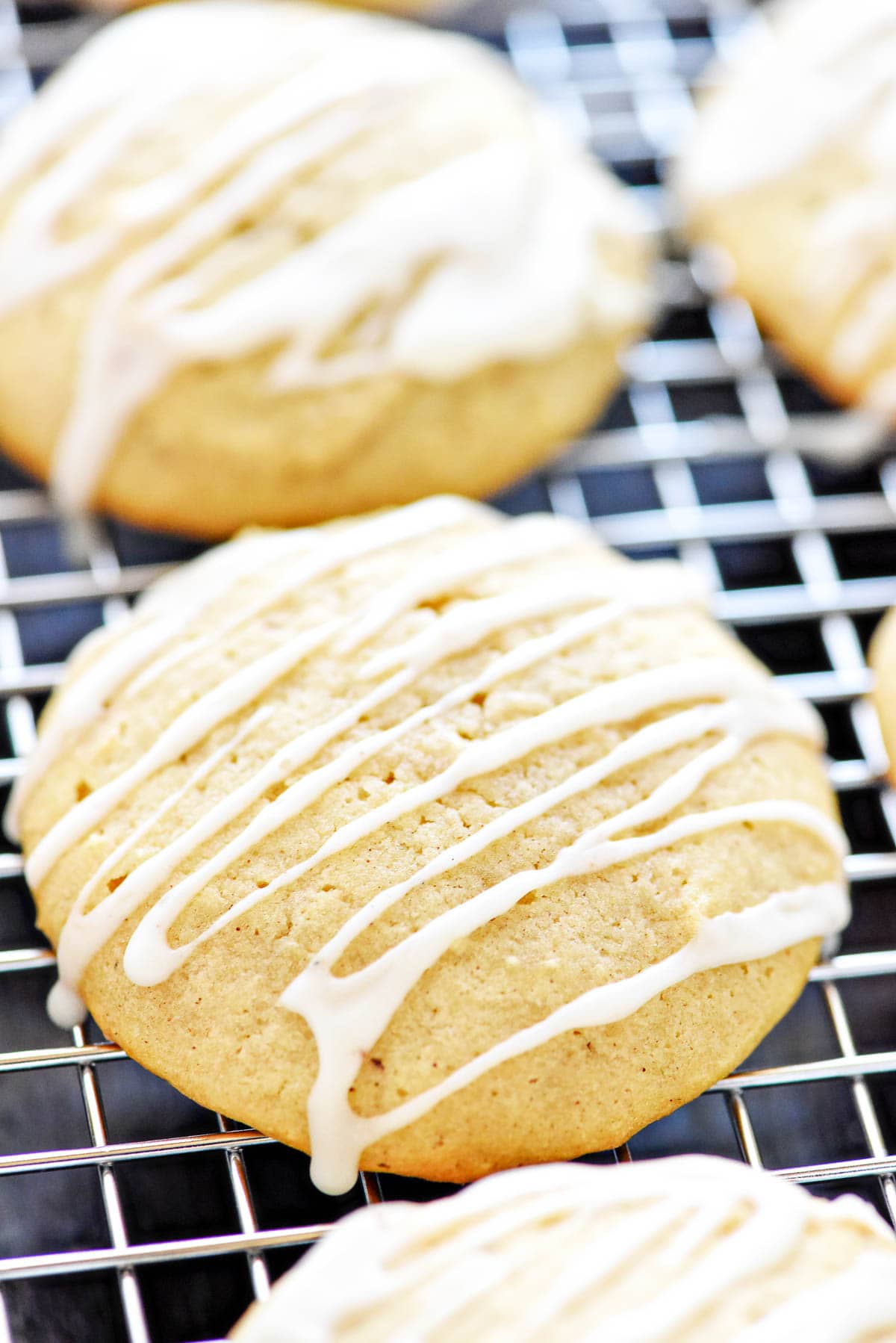 Eggnog Cookies drizzled with eggnog glaze.