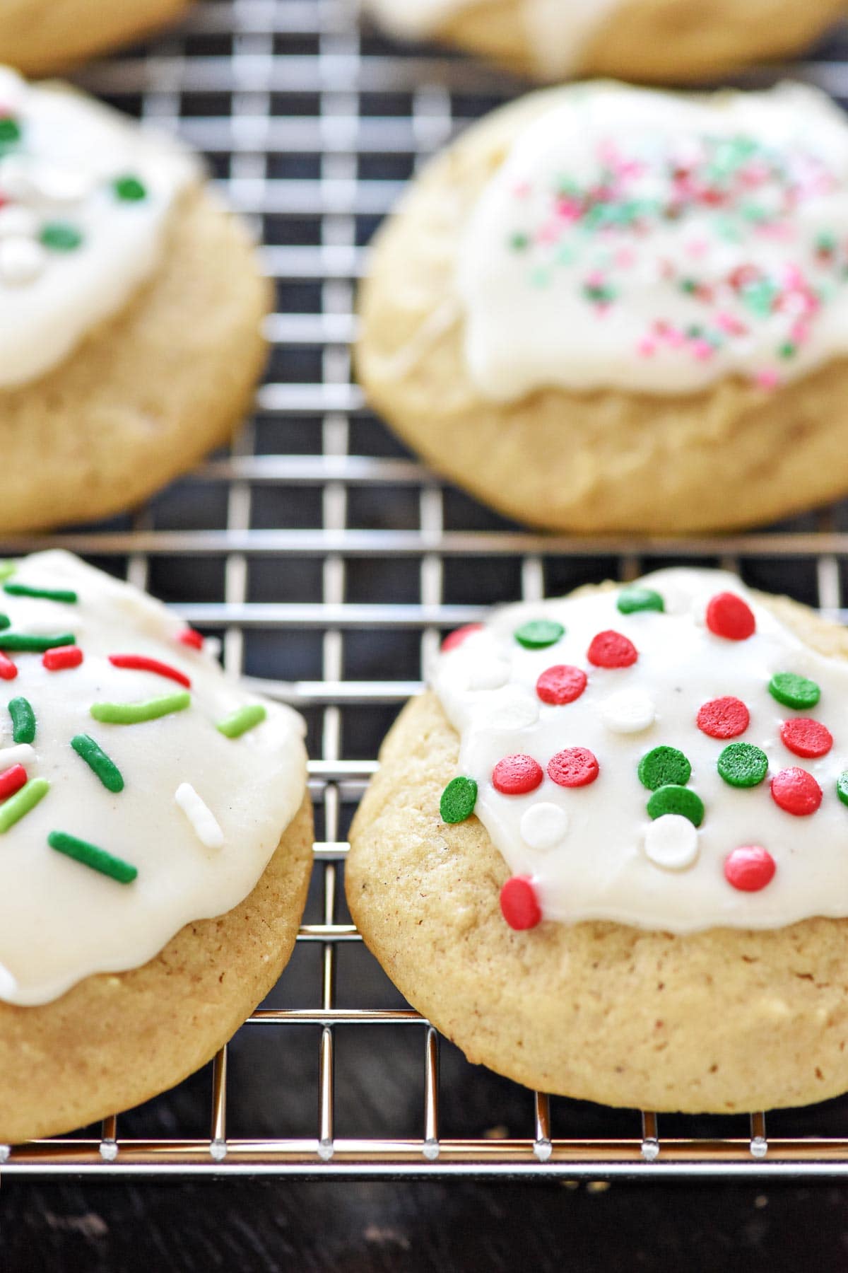 Eggnog Cookie recipe close-up on cooling rack.