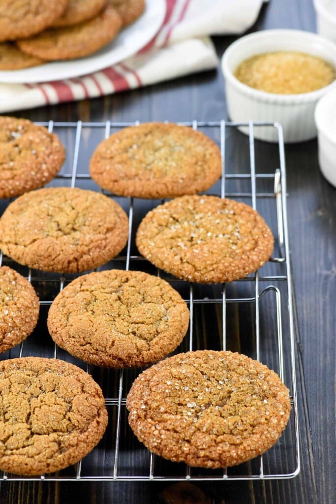 Chewy Ginger Cookies on rack.