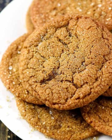 Ginger Cookies piled on plate made from the best ginger cookies recipe.