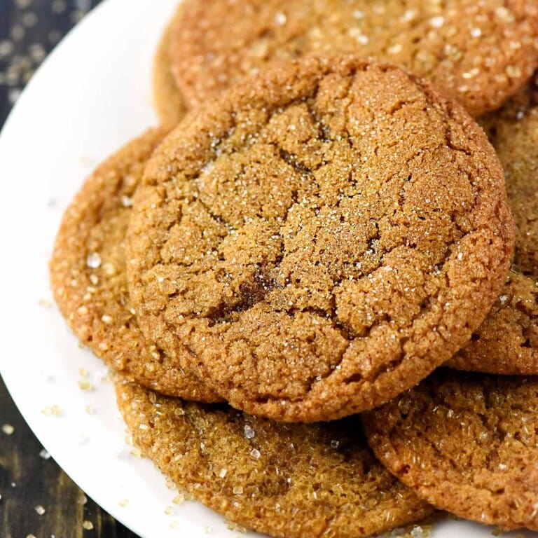 Soft Chewy Ginger Cookies (with Molasses + Sparkling Sugar)