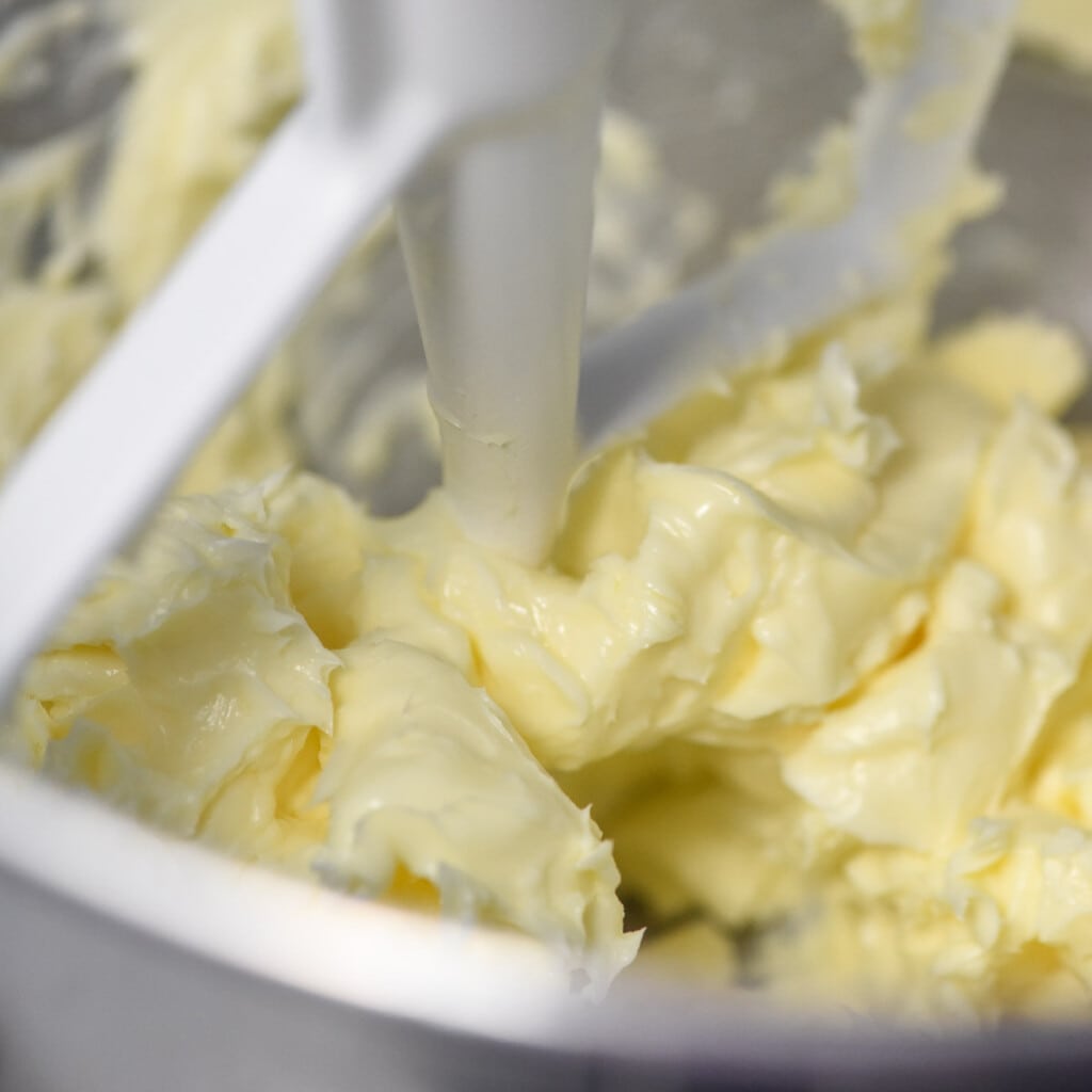 Butter creamed in stand mixer.