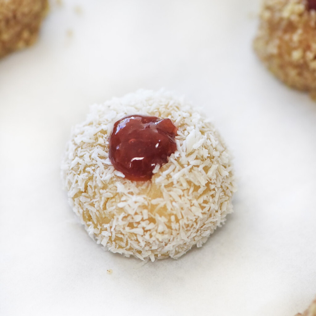 Jam Thumbprint Cookies ready to bake.