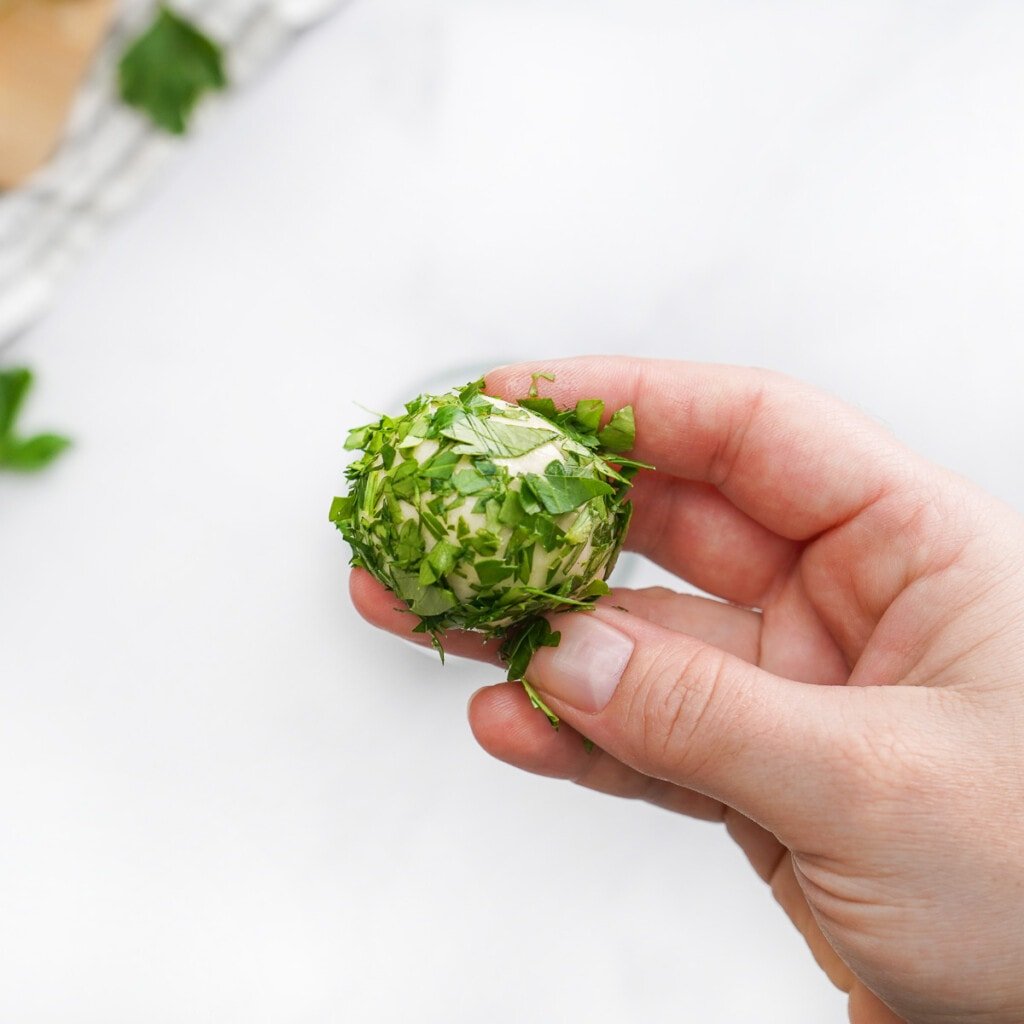 Parsley coated biscuit for Savory Monkey Bread.