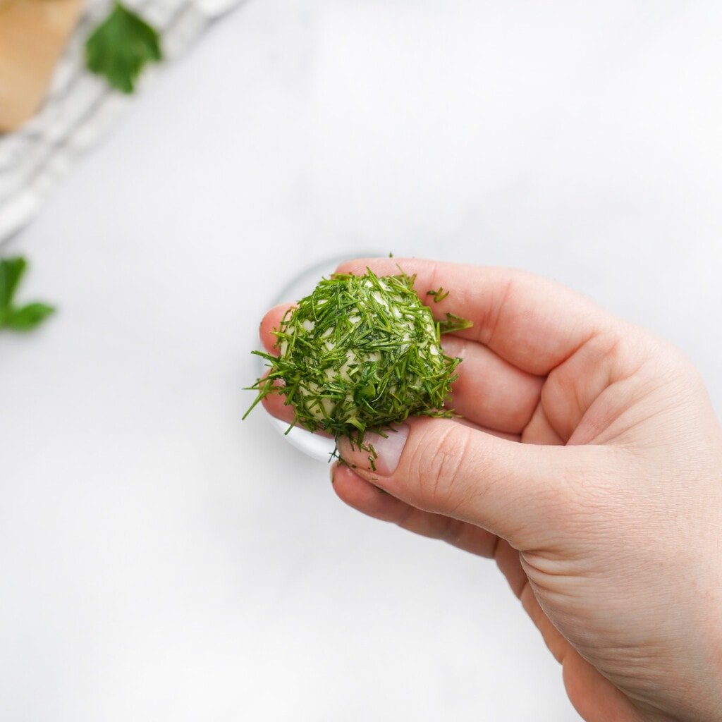 Dill coated biscuit for Savory Monkey Bread.