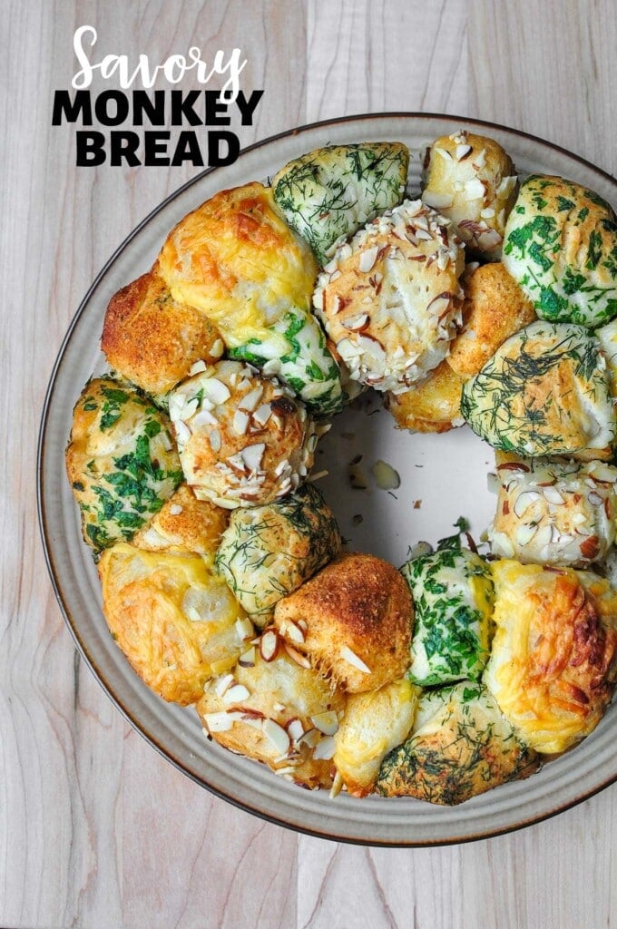 Savory Monkey Bread with text.