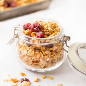 Homemade Granola with nuts and dried fruit.