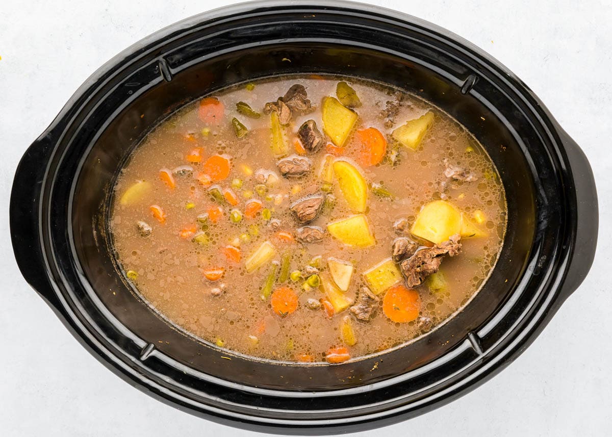 Beef stew in crock pot.