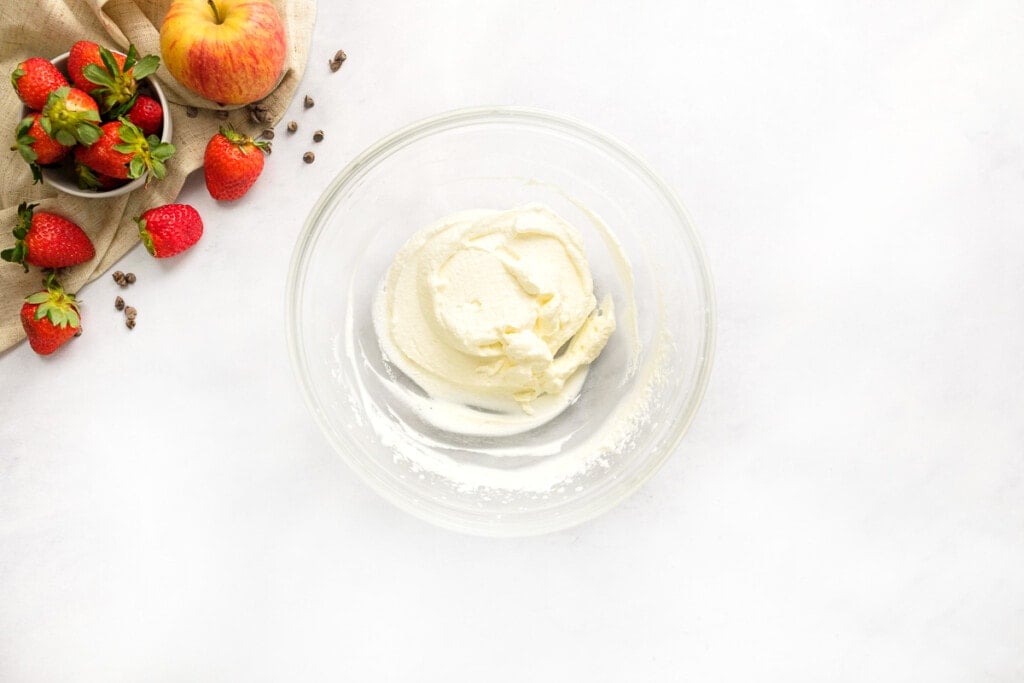 Whipped cream in bowl.