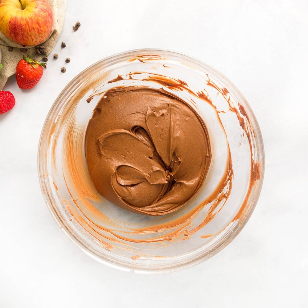 Chocolate Fruit Dip in prep bowl, ready to transfer to serving bowl.