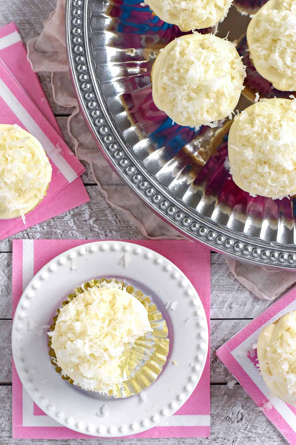 Aerial view of Coconut Cupcakes.