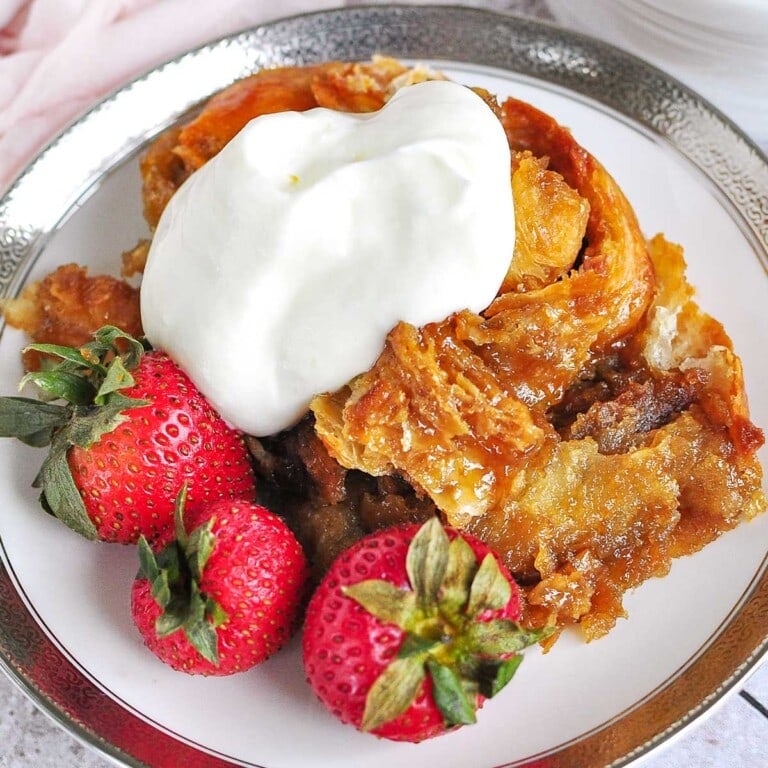 Croissant Bread Pudding with Caramel