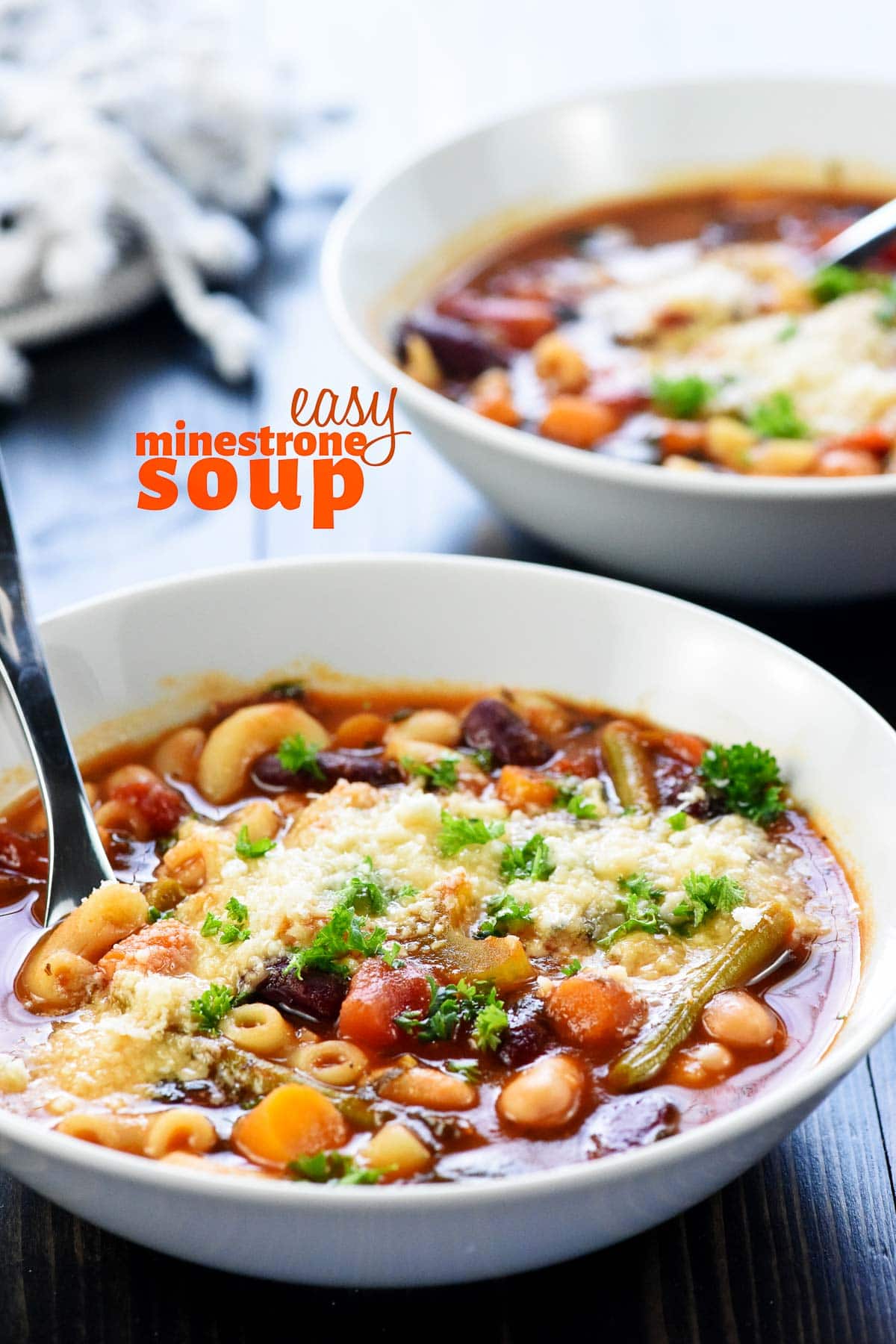 Easy Minestrone Soup with text overlay.