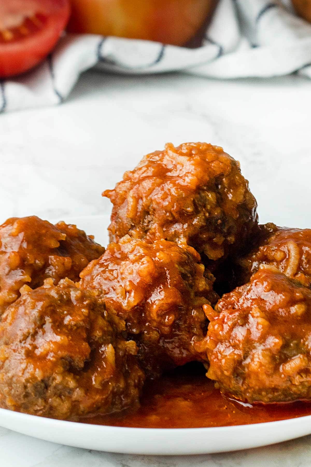 Porcupine Meatballs close-up.