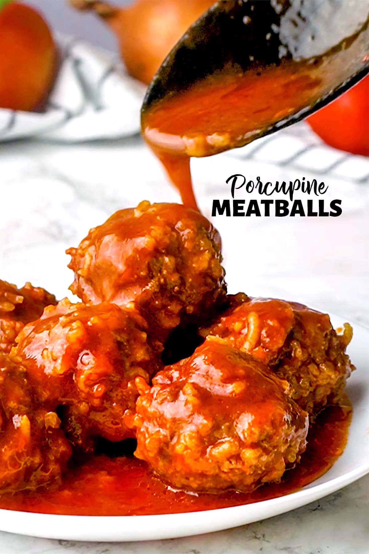 Porcupine Meatballs with text overlay.