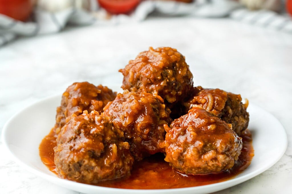 Porcupine Meatballs on plate.