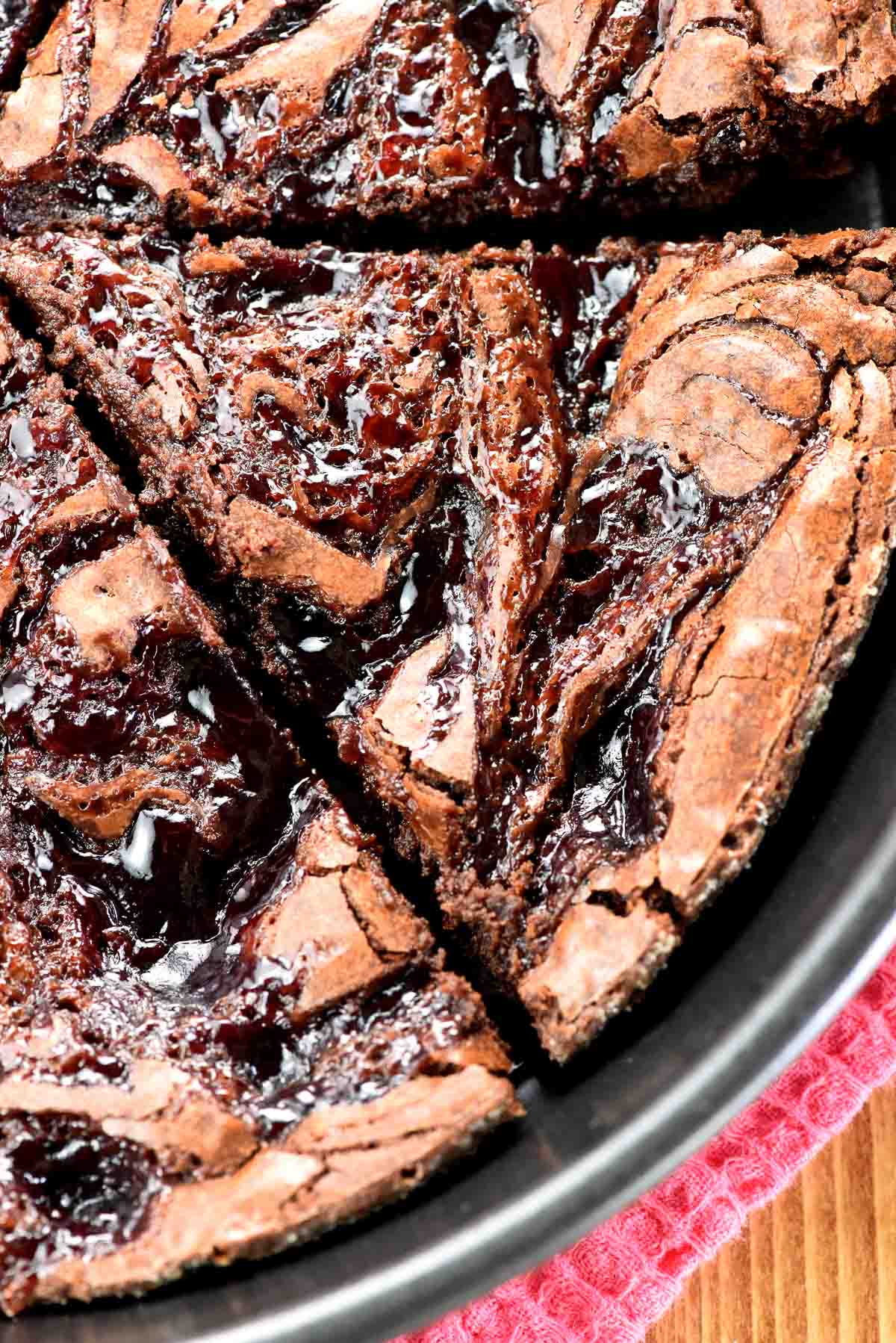 Aerial close-up of Raspberry Brownies.