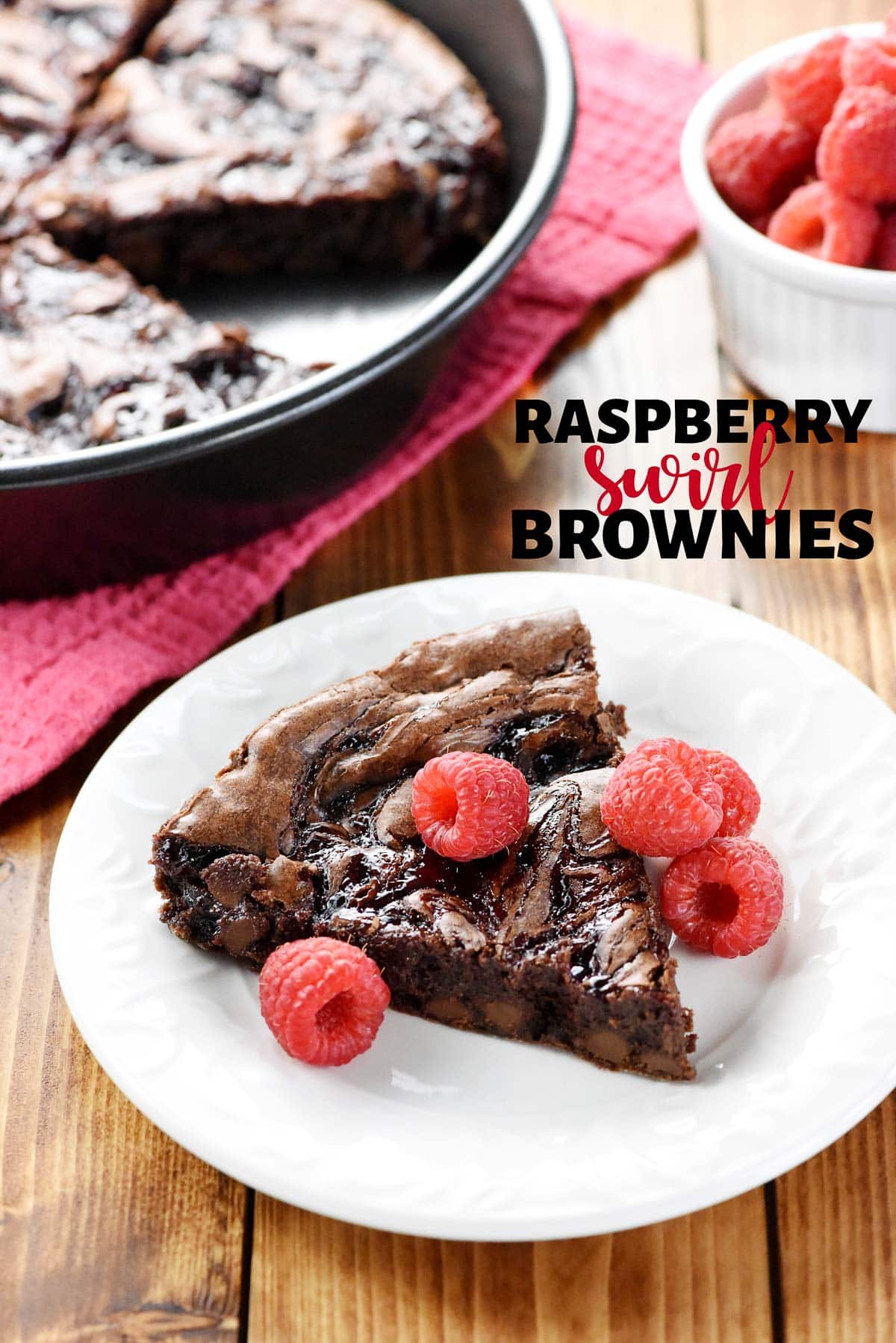 Raspberry Swirl Brownies with text overlay.