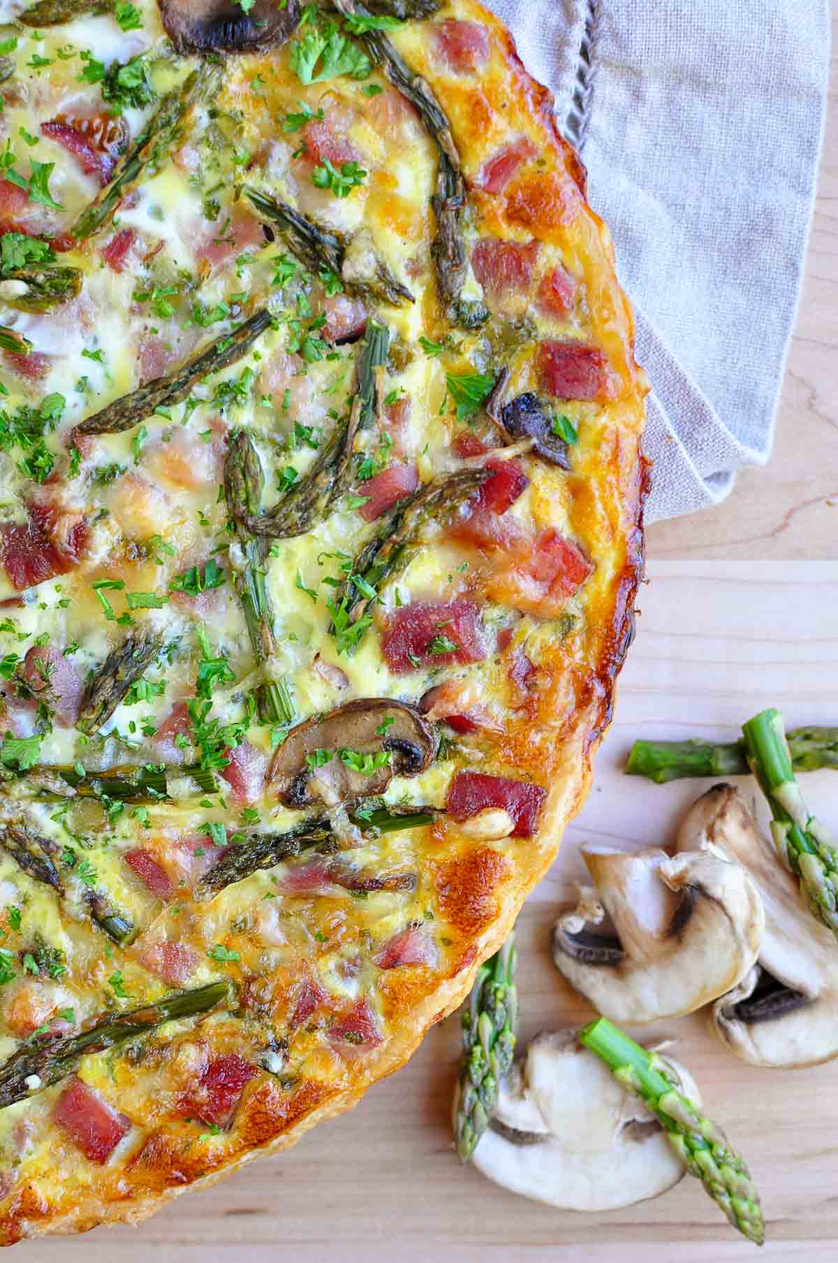 Aerial view of Asparagus Tart recipe.