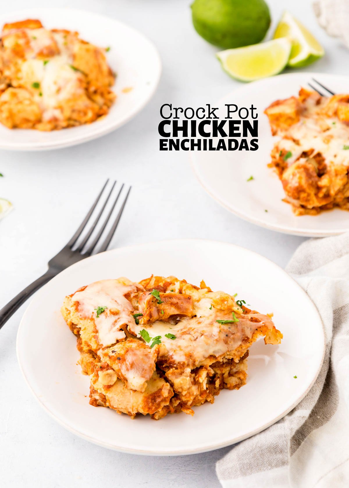 Crock Pot Chicken Enchiladas with text overlay.