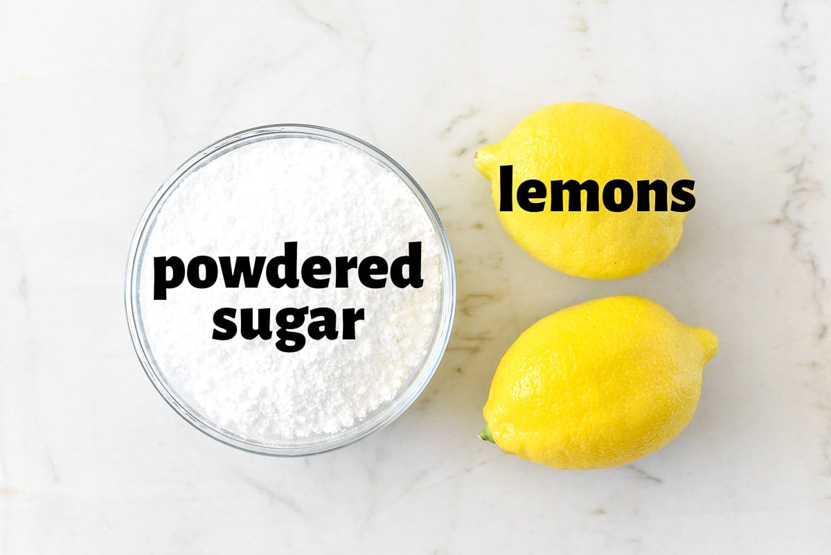 Ingredients to make lemon glaze for cake.