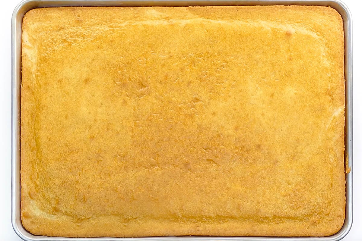 Lemon Sheet Cake fresh out of the oven.