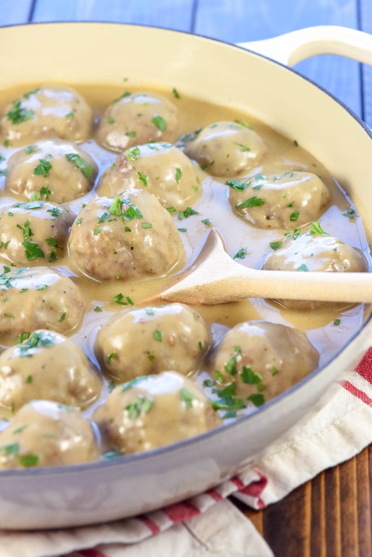 Swedish Meatballs in pan.