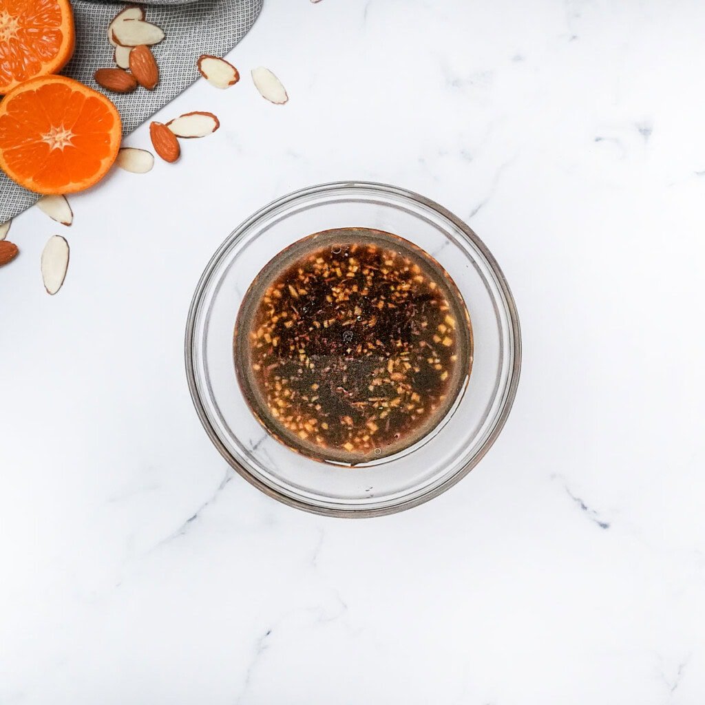 Asian dressing recipe in bowl, which can also be used as an Asian slaw dressing.