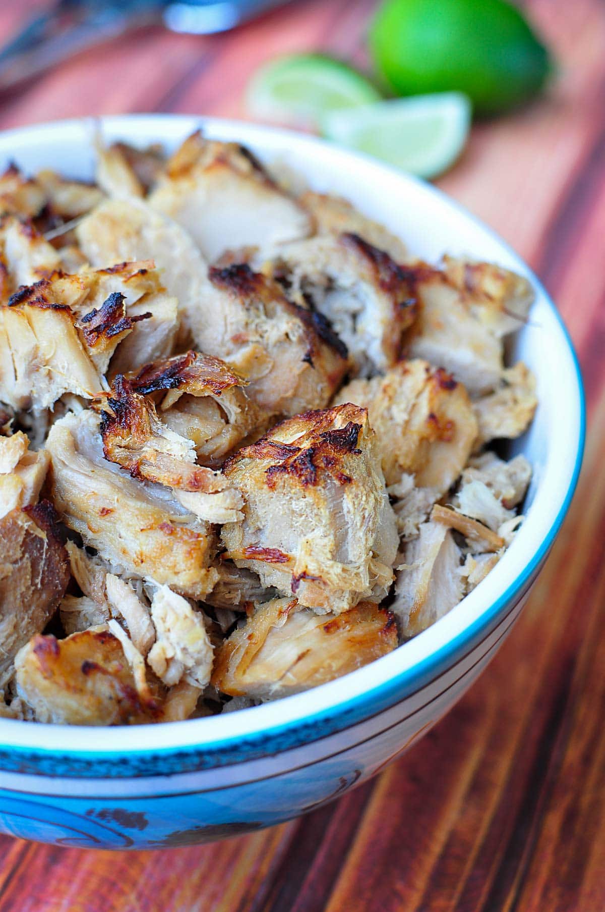 Bowl of Slow Cooker Carnitas.