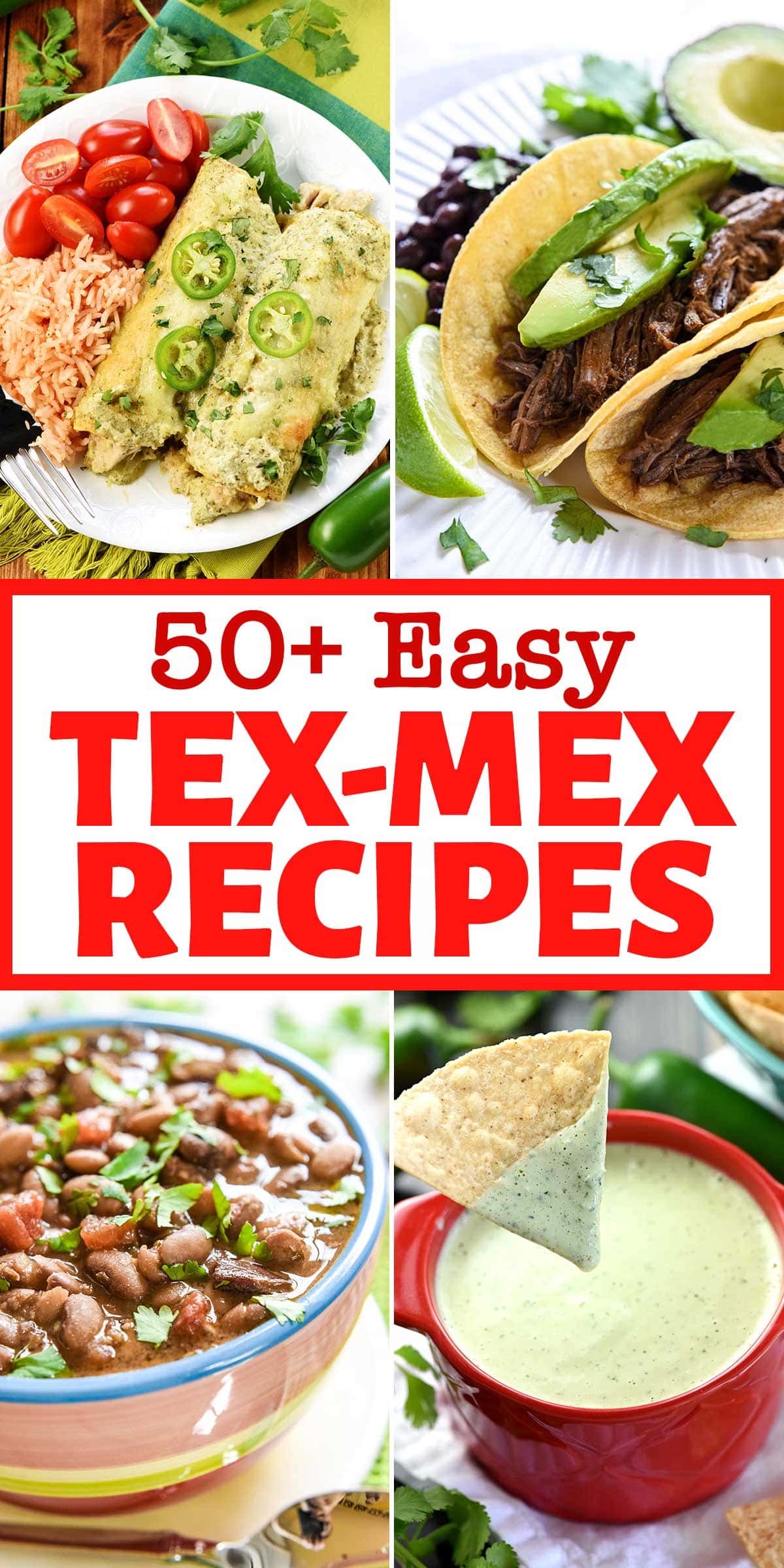 The BEST Tex-Mex Recipes ~ this scrumptious collection of recipes is perfect for Taco Tuesday, Cinco de Mayo, or any day of the year! From tacos to enchiladas, from salsa to queso, from rice to beans, from drinks to dessert (and so much more!), these classic Tex-Mex food ideas are easy to make from scratch and absolutely mouthwatering. | FiveHeartHome.com via @fivehearthome