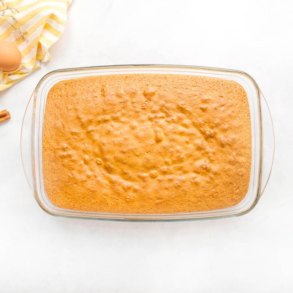 Tres leches cake recipe easy, fresh out of the oven.