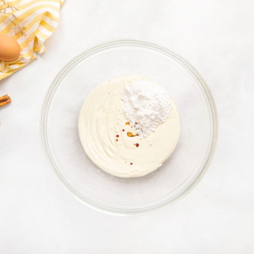 Ingredients for whipped cream to top tres leche cake.