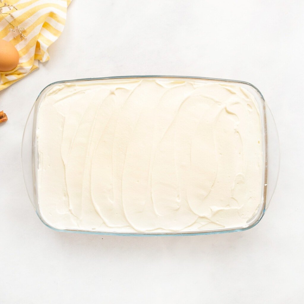 Best Tres Leches Cake Recipe in baking dish.