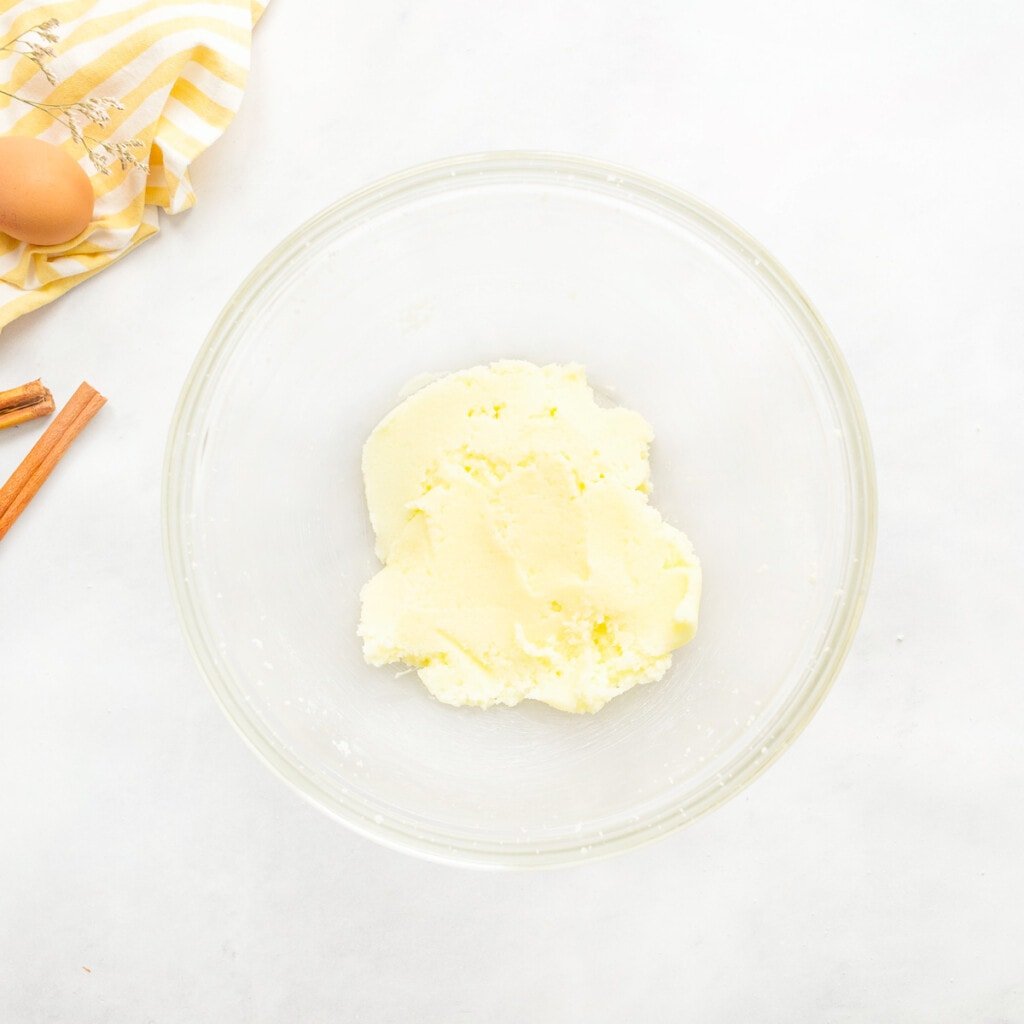 Sugar incorporated into butter for tres leche cake recipe.