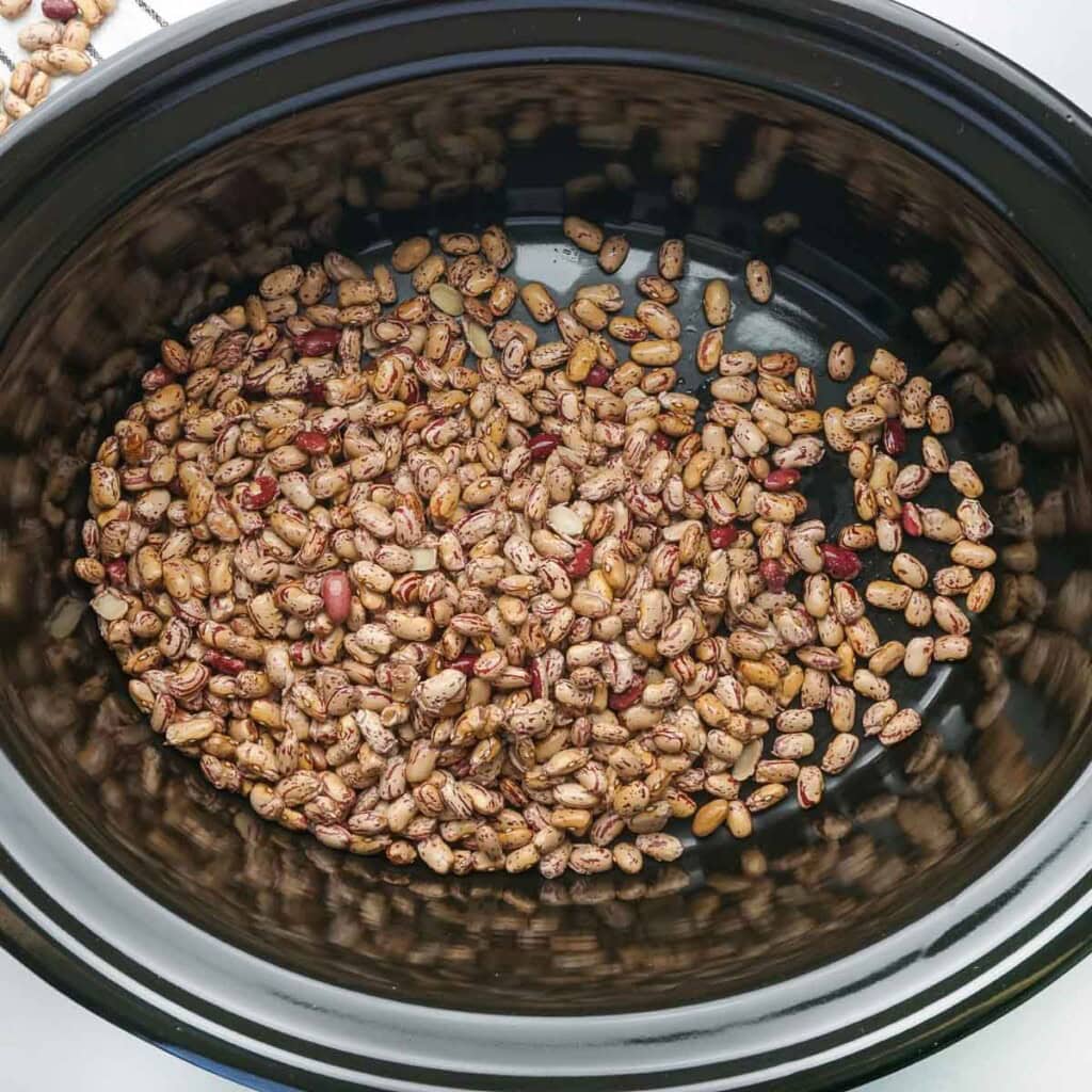 Dried pintos in slow cooker.