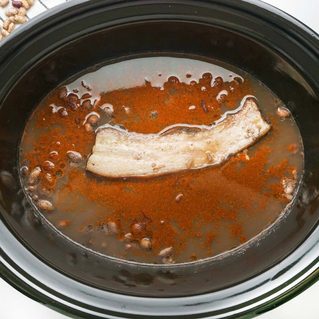 Chili powder added to ranch beans.