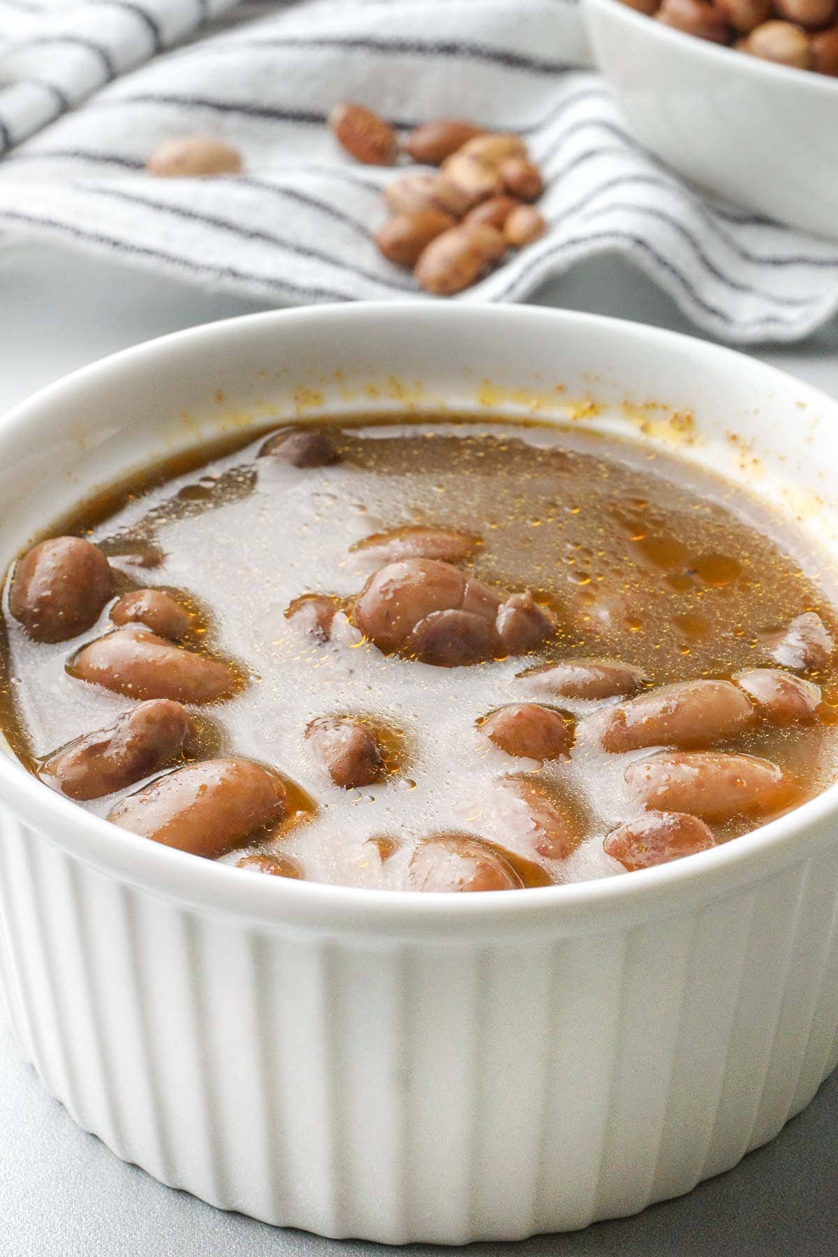 Ranch Style Beans in white bowl.