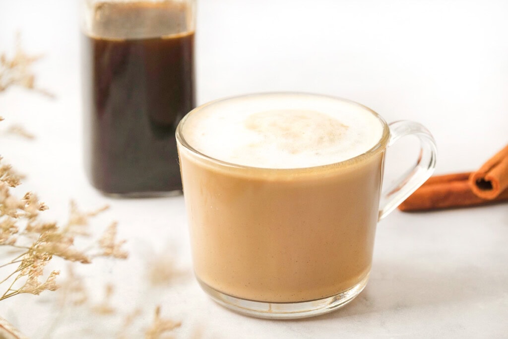 Cinnamon syrup used to make cinnamon dolce latte.