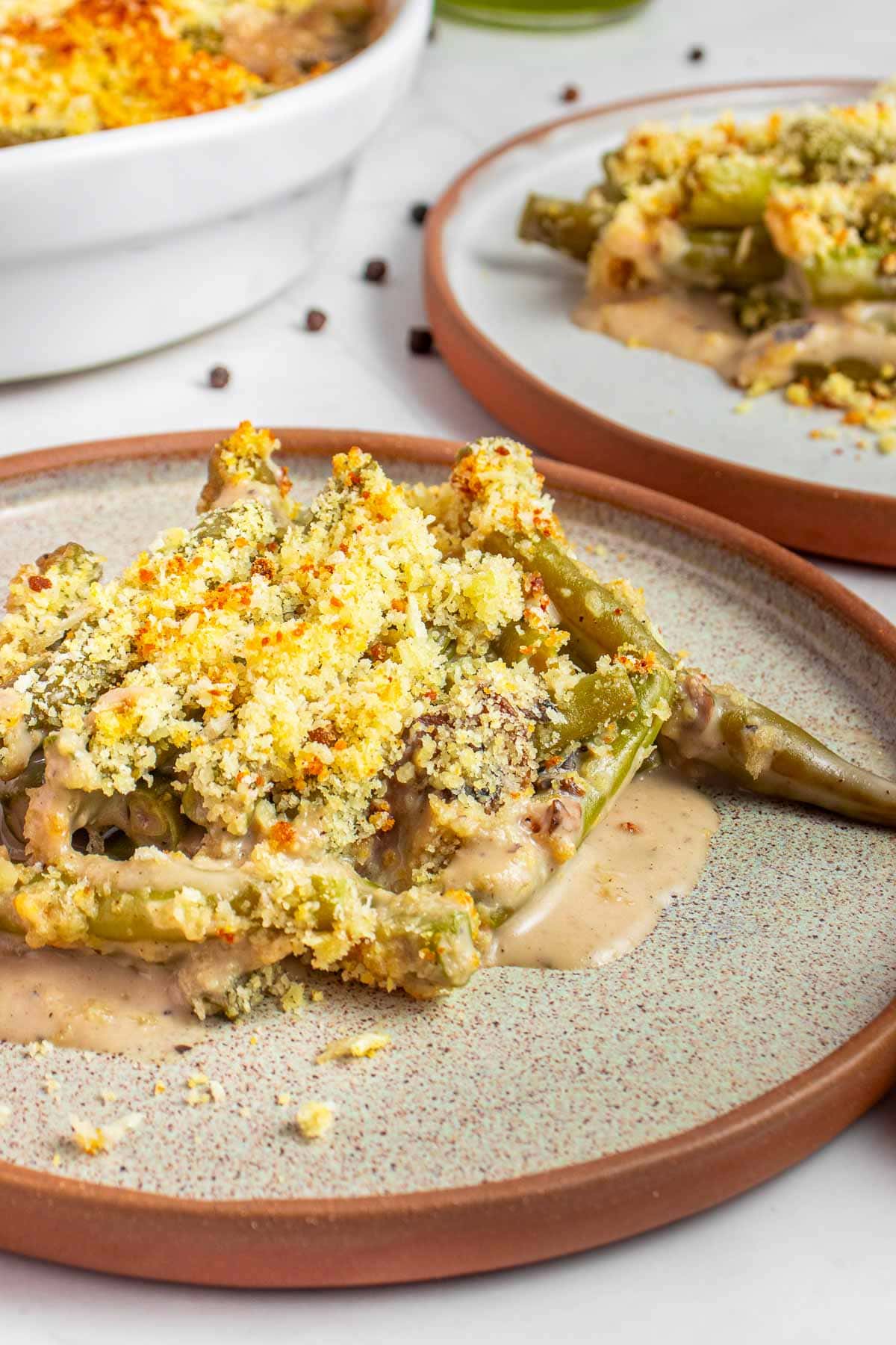 Green Bean Casserole From Scratch with fresh green beans and homemade sauce.