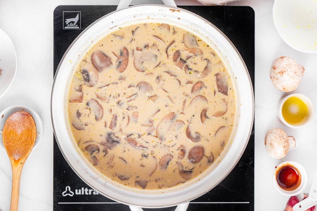 Mushroom sauce for Green Bean Casserole From Scratch.