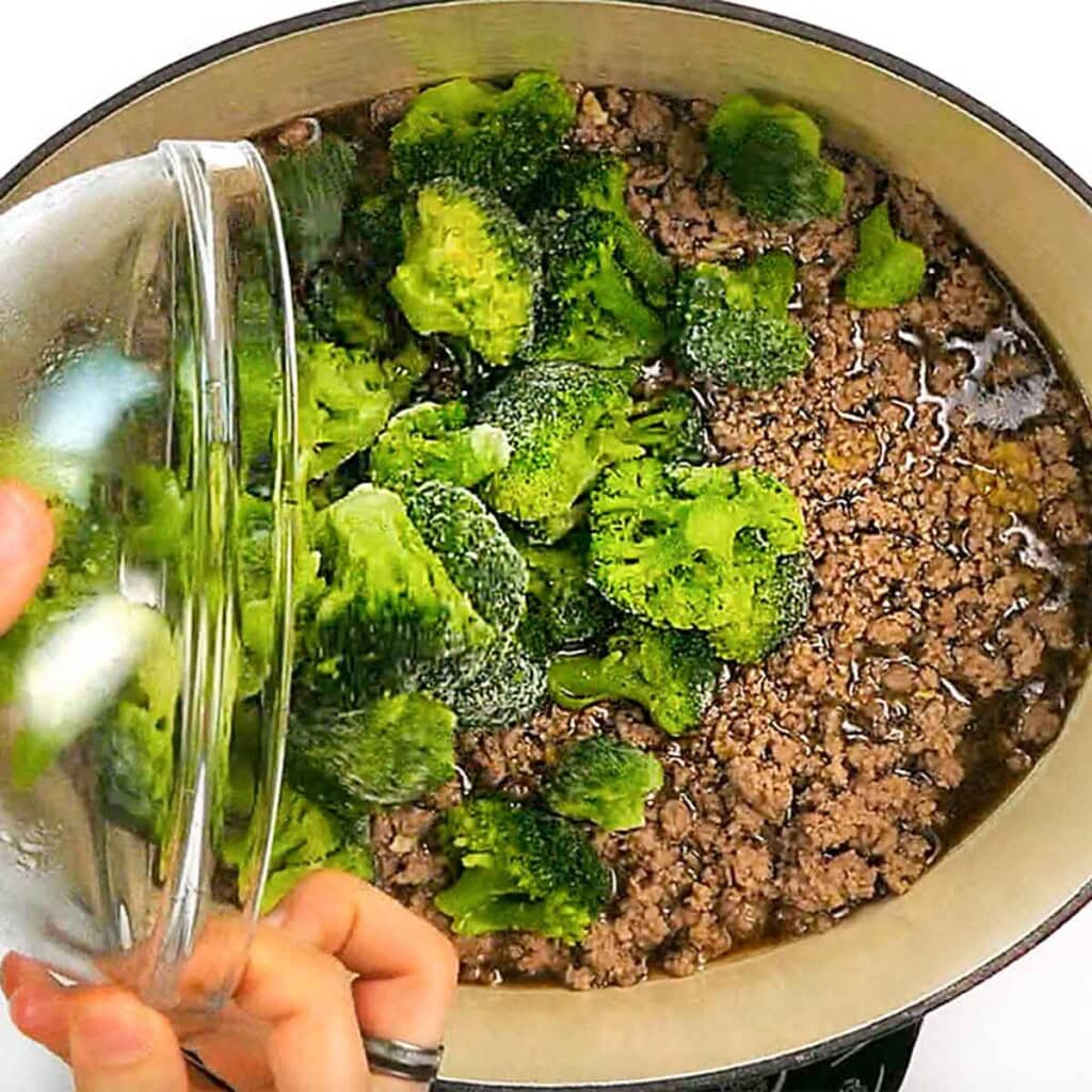 Adding broccoli to one of the best ground beef recipes.
