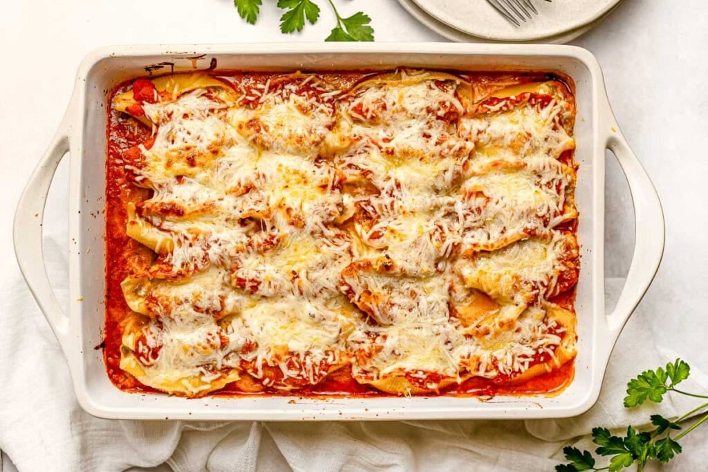 Stuffed Shells with Meat fresh out of the oven.