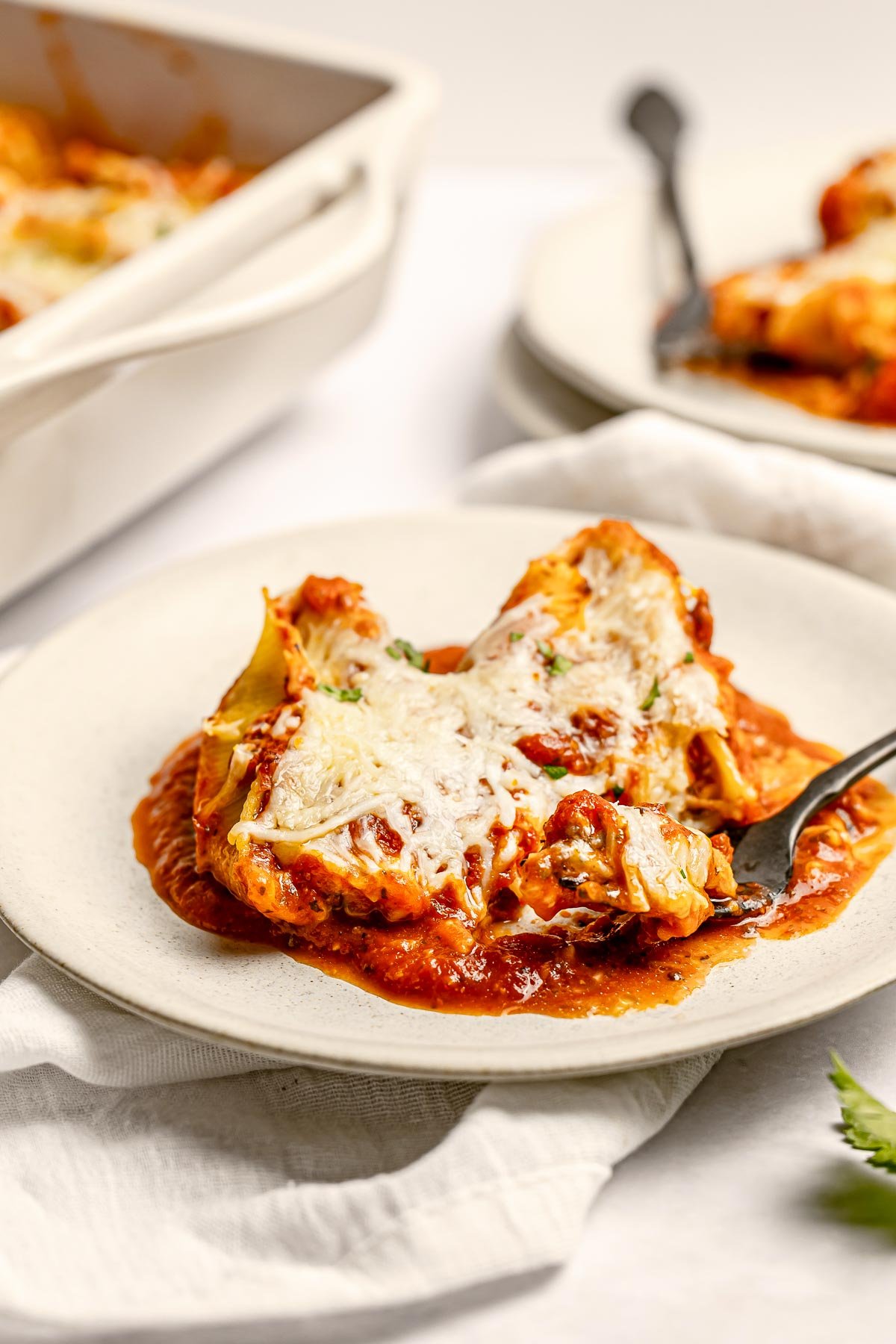 Stuffed Shells with Meat ready to serve.