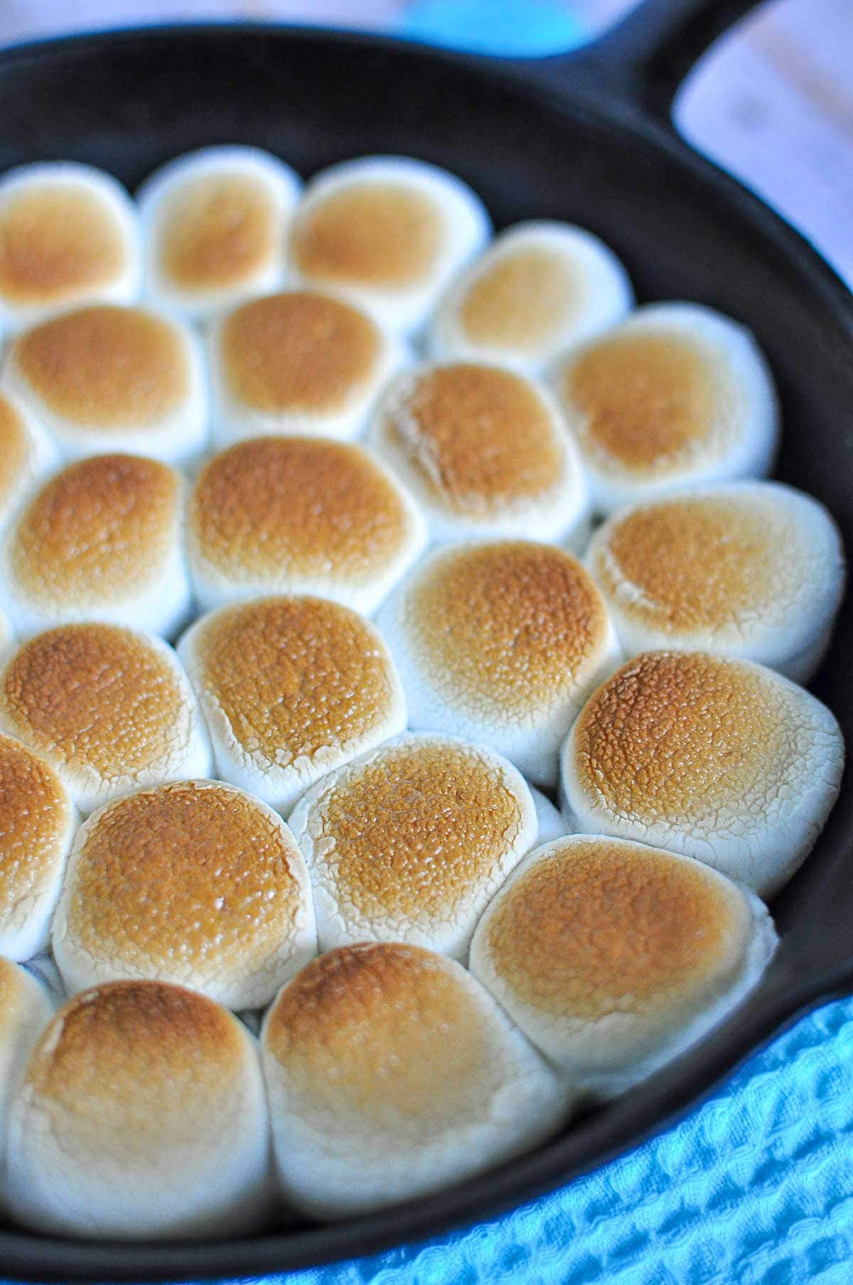 S'mores Dip recipe in cast iron skillet.