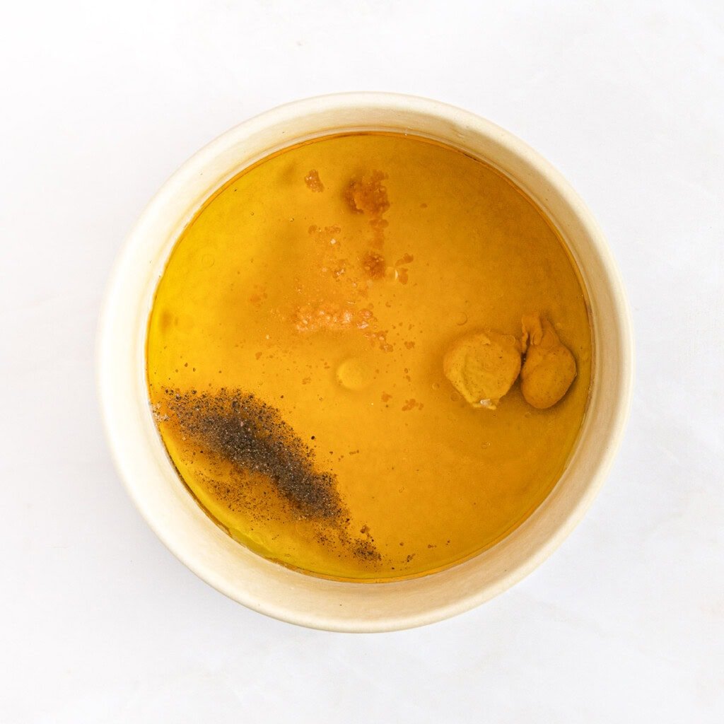 Ingredients for white balsamic vinaigrette.