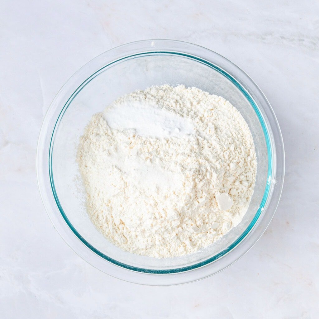 Dry ingredients in bowl.