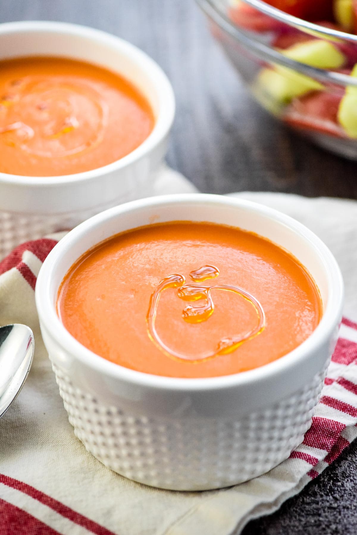 Gazpacho recipe in bowls.