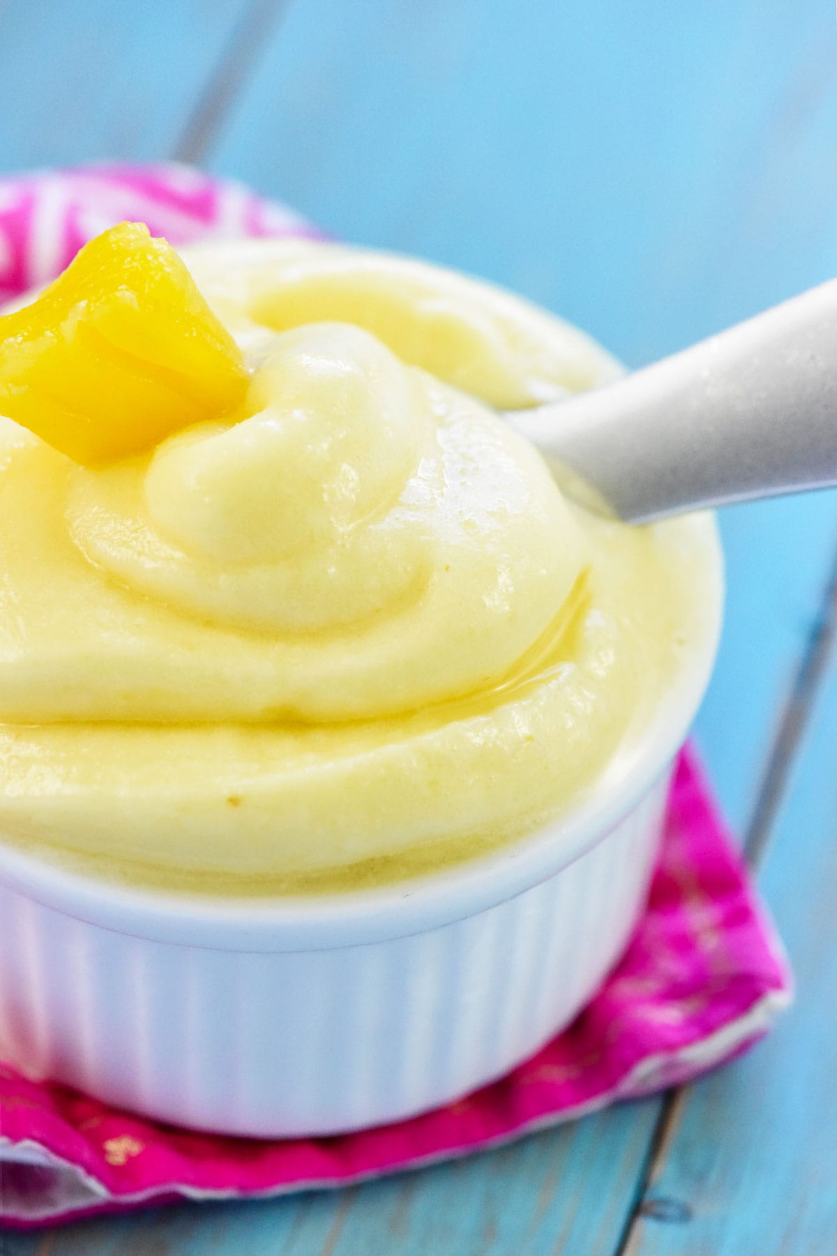 Dole pineapple whip zoom in bowl.